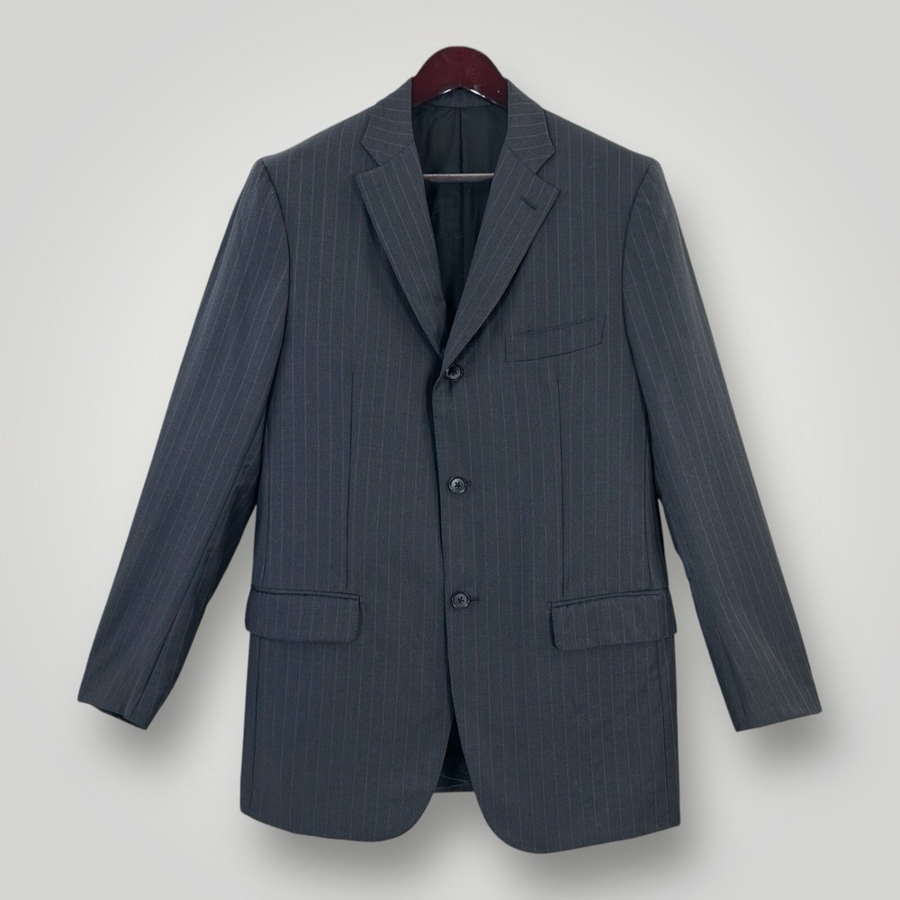 Isaia Napoli Black Pinstripe Suit Jacket Blazer Men Euro 52 US Size 42 100% Wool